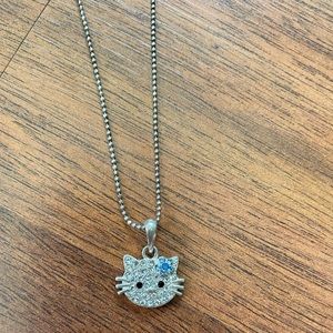 Vintage Hello Kitty Rhinestone Necklace 14k gold plated chain